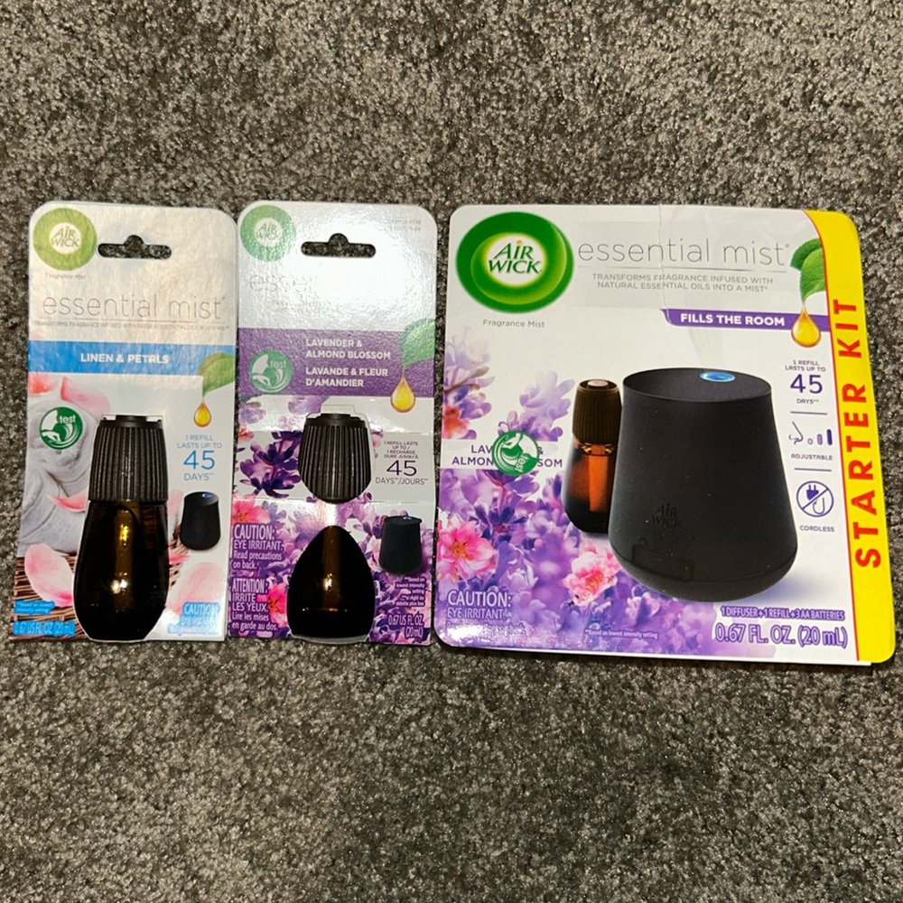 NIB Bundle of 1 Air Wick Essential Mist Starter Kit with 2 Refills